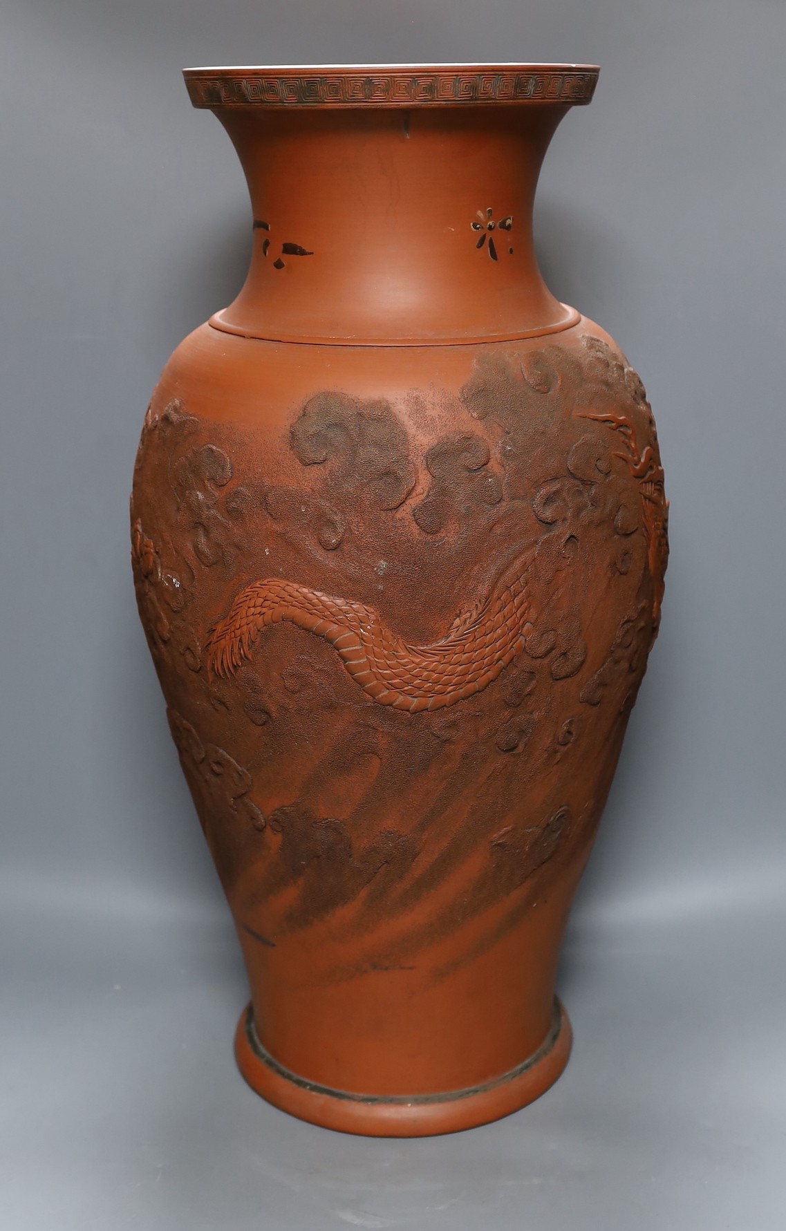 A large Japanese terracotta vase, 63cm